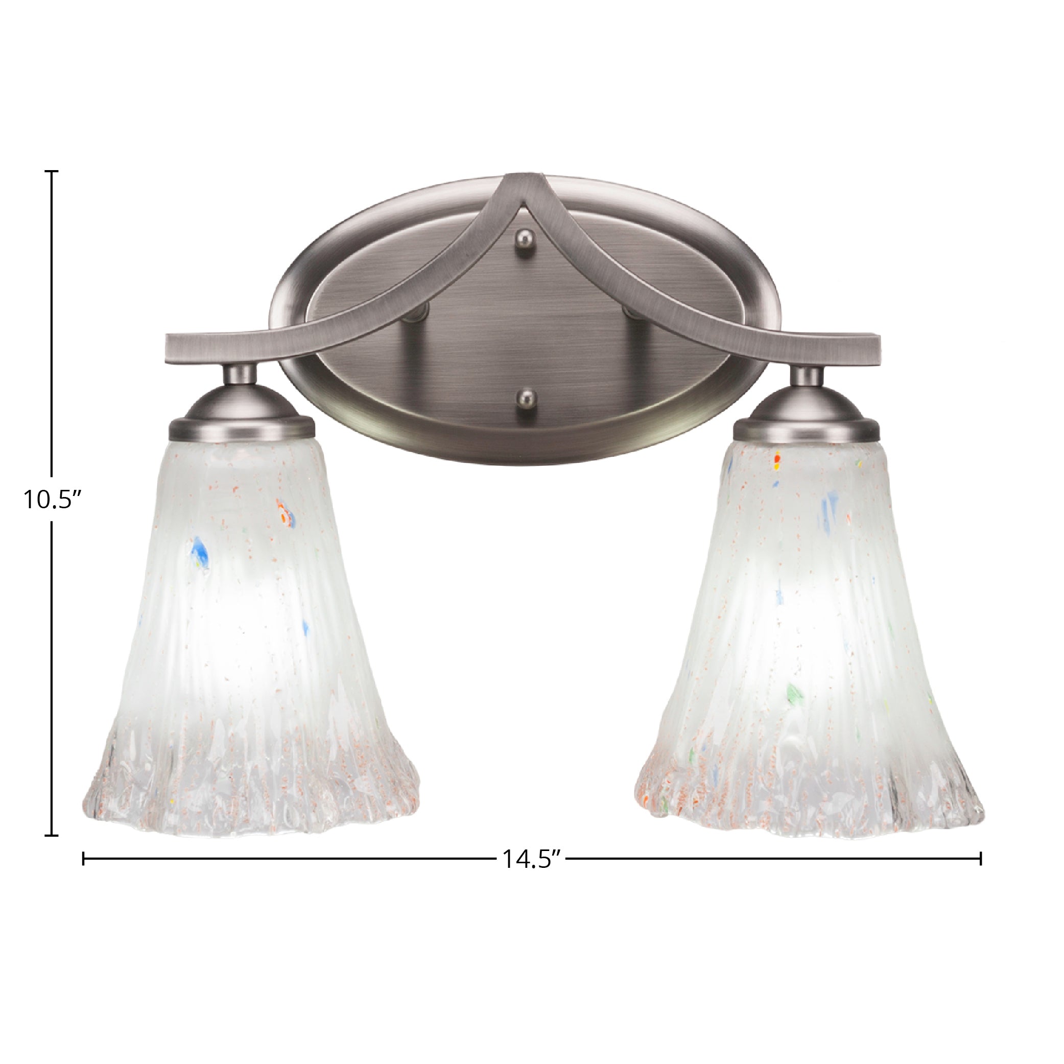 Zilo Two Light Bath Bar in Graphite with 5.5" Fluted Frosted Crystal Shade