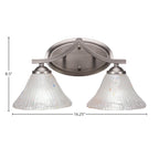 Zilo Two Light Bath Bar in Graphite with 7" Frosted Crystal Shade