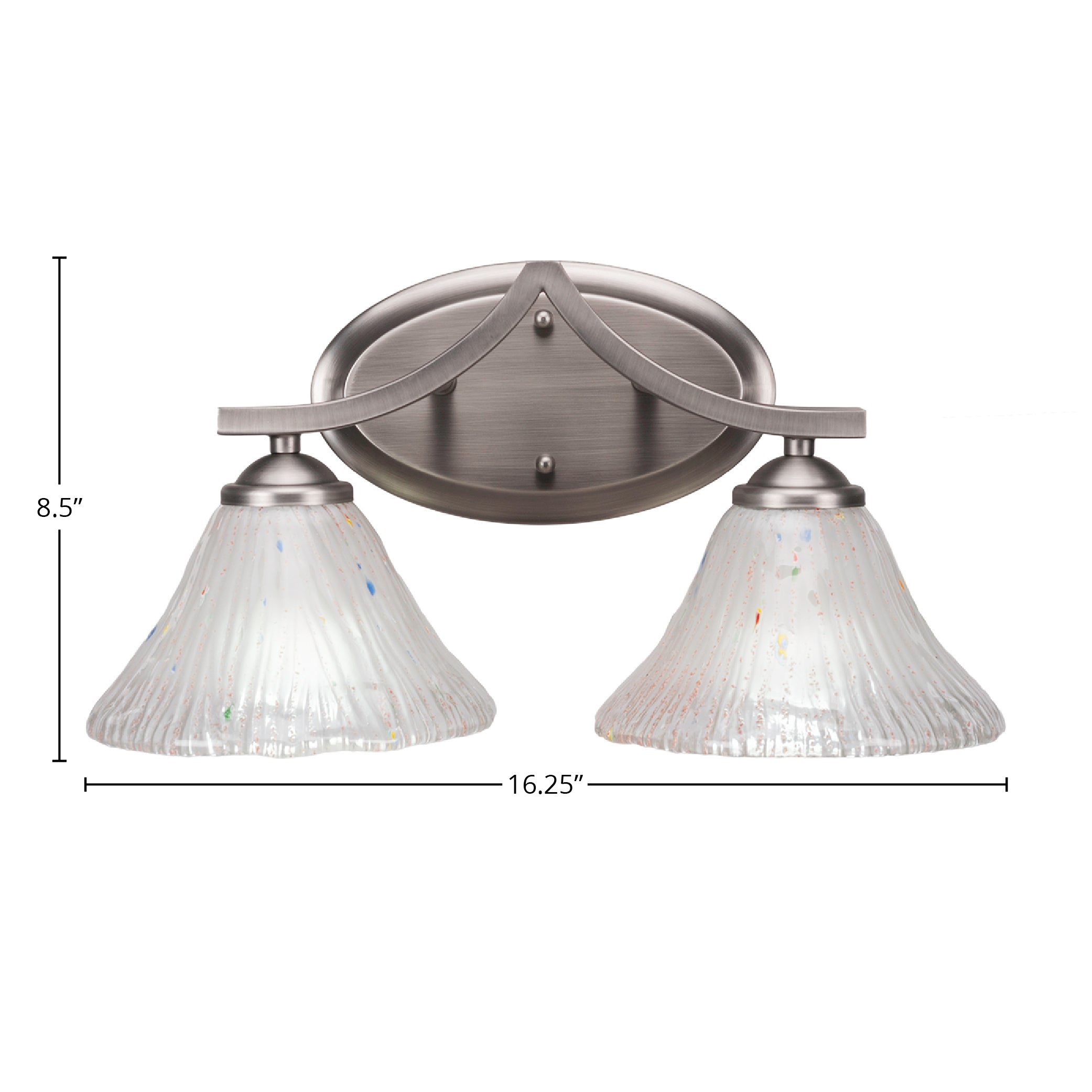 Zilo Two Light Bath Bar in Graphite with 7" Frosted Crystal Shade