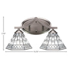 Zilo Two Light Bath Bar in Graphite with 7" Pewter Art Glass Shade