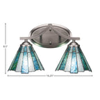 Zilo Two Light Bath Bar in Graphite with 7" Sea Ice Art Glass Shade