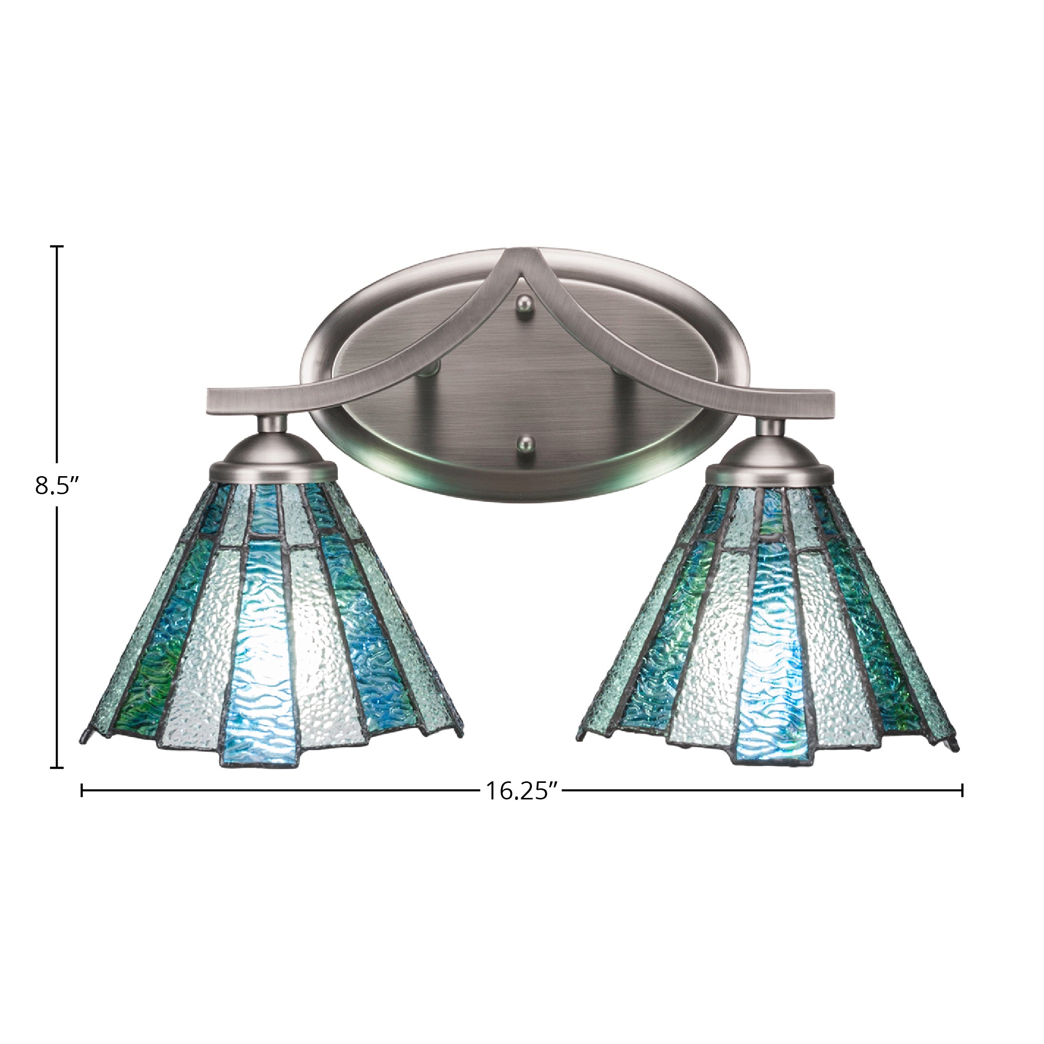Zilo Two Light Bath Bar in Graphite with 7" Sea Ice Art Glass Shade