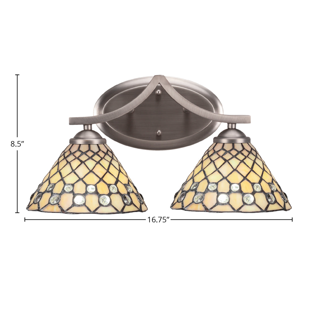 Zilo Two Light Bath Bar in Graphite with 7" Starlight Art Glass Shade