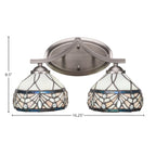 Zilo Two Light Bath Bar in Graphite with 7" Kaleidoscope Art Glass Shade