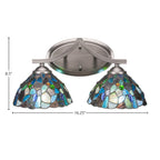 Zilo Two Light Bath Bar in Graphite with 7" Blue Mosaic Art Glass Shade