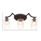 Zilo Three Light Bath Bar in Matte Black with 4" Clear Bubble Shade