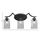 Zilo Three Light Bath Bar in Matte Black with 4" Smoke Bubble Shade