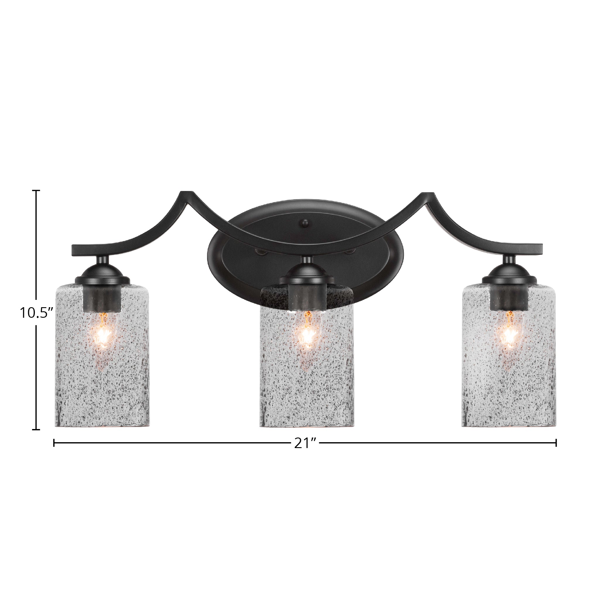 Zilo Three Light Bath Bar in Matte Black with 4" Smoke Bubble Shade