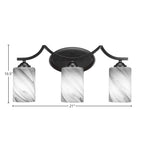 Zilo Three Light Bath Bar in Matte Black with 4" Onyx Swirl Shade
