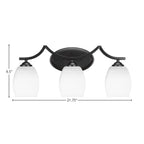 Zilo Three Light Bath Bar in Matte Black with 5" White Matrix Shade