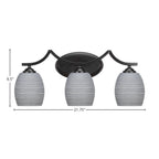 Zilo Three Light Bath Bar in Matte Black with 5" Gray Matrix Shade