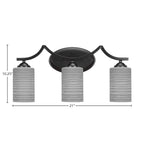Zilo Three Light Bath Bar in Matte Black with 4" Gray Matrix Shade