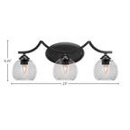 Zilo Three Light Bath Bar in Matte Black with 5.75" Clear Bubble Shade