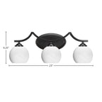 Zilo Three Light Bath Bar in Matte Black with 5.75" White Marble Shade