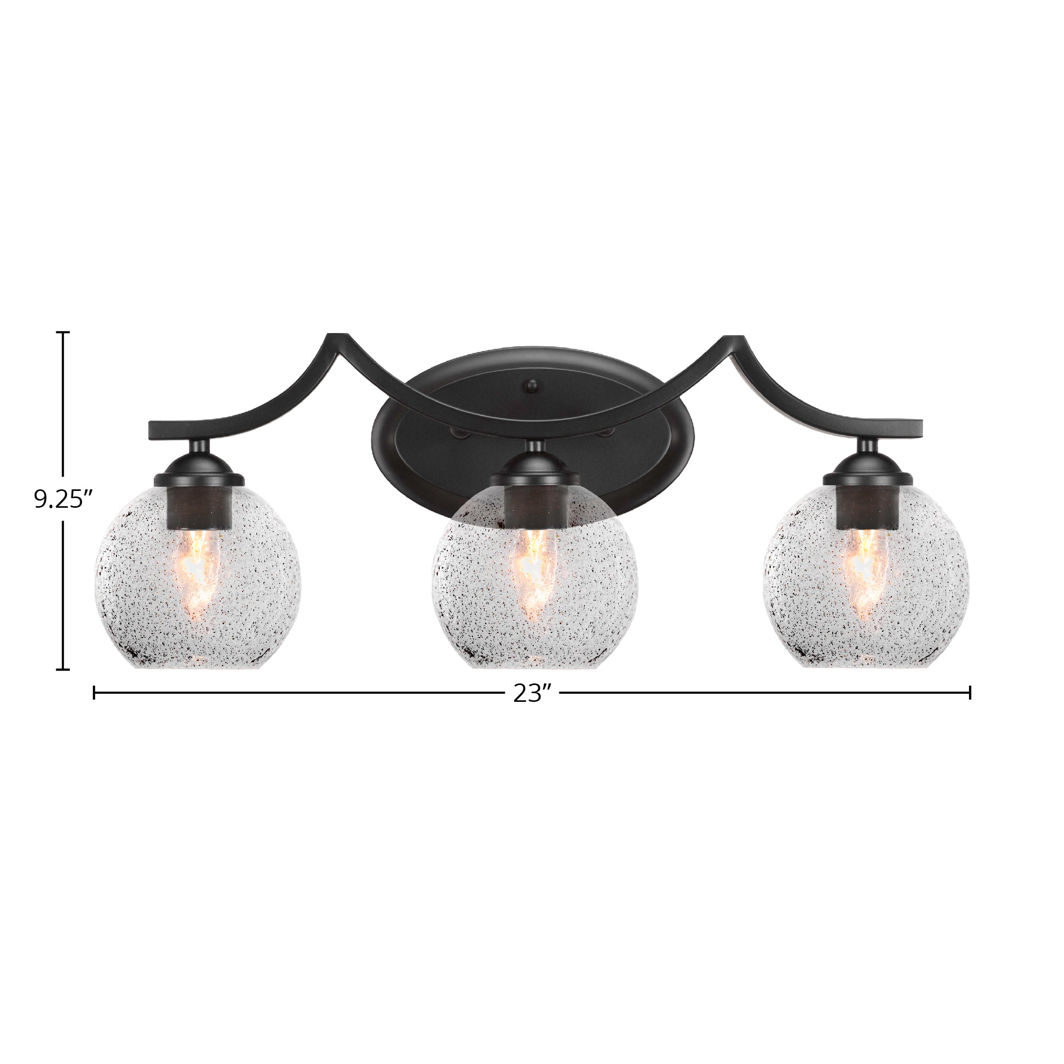 Zilo Three Light Bath Bar in Matte Black with 5.75" Smoke Bubble Shade