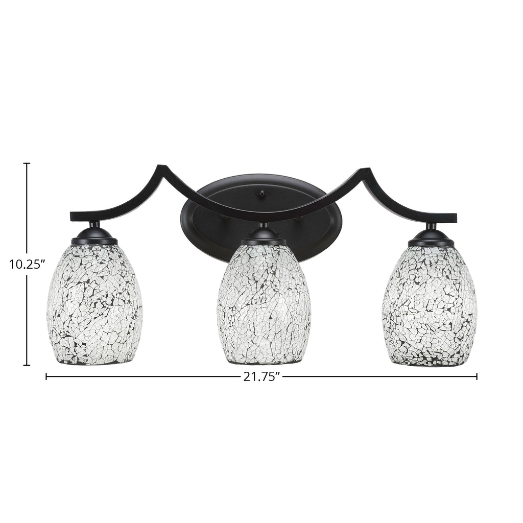 Zilo Three Light Bath Bar in Matte Black with 5" Black Fusion Shade