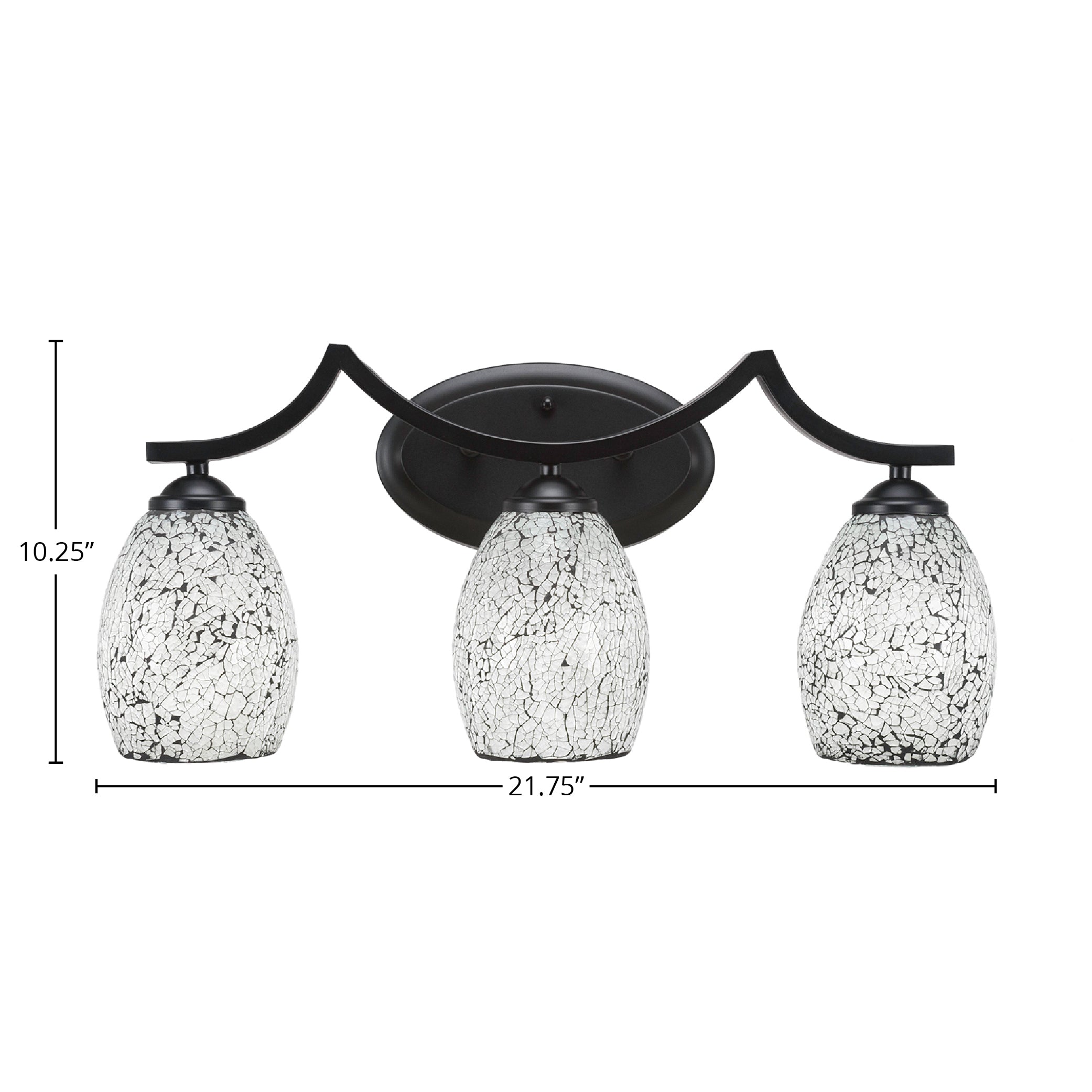 Zilo Three Light Bath Bar in Matte Black with 5" Black Fusion Shade