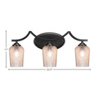 Zilo Three Light Bath Bar in Matte Black with 5" Silver Textured Shade