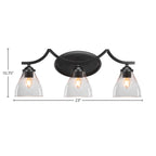 Zilo Three Light Bath Bar in Matte Black with 6.25" Clear Bubble Shade