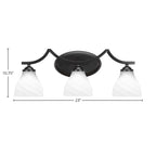 Zilo Three Light Bath Bar in Matte Black with 6.25" White Marble Shade