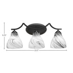 Zilo Three Light Bath Bar in Matte Black with 6.25" Onyx Swirl Shade