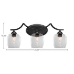 Zilo Three Light Bath Bar in Matte Black with 6" Clear Bubble Shade