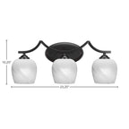 Zilo Three Light Bath Bar in Matte Black with 6" White Marble Shade