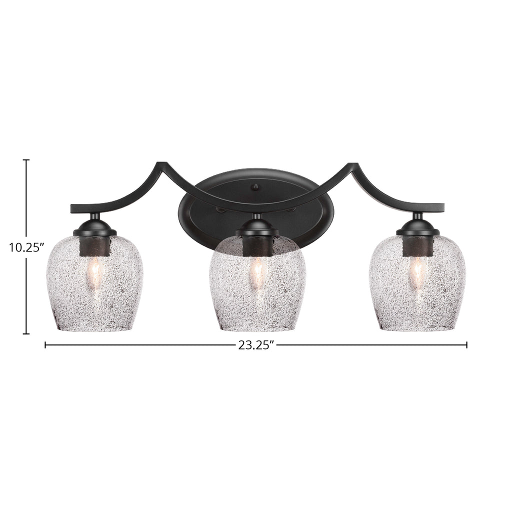 Zilo Three Light Bath Bar in Matte Black with 6" Smoke Bubble Shade