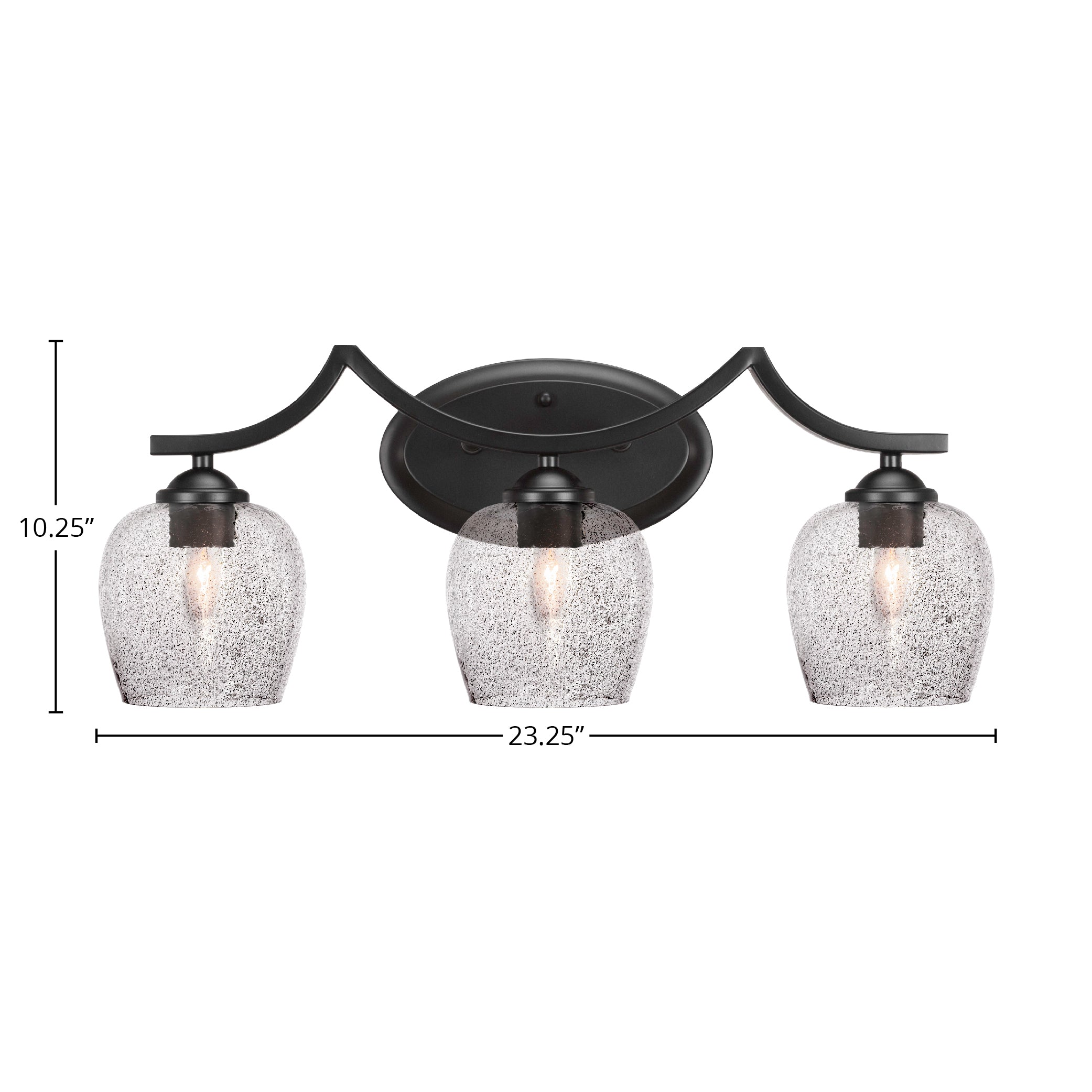 Zilo Three Light Bath Bar in Matte Black with 6" Smoke Bubble Shade