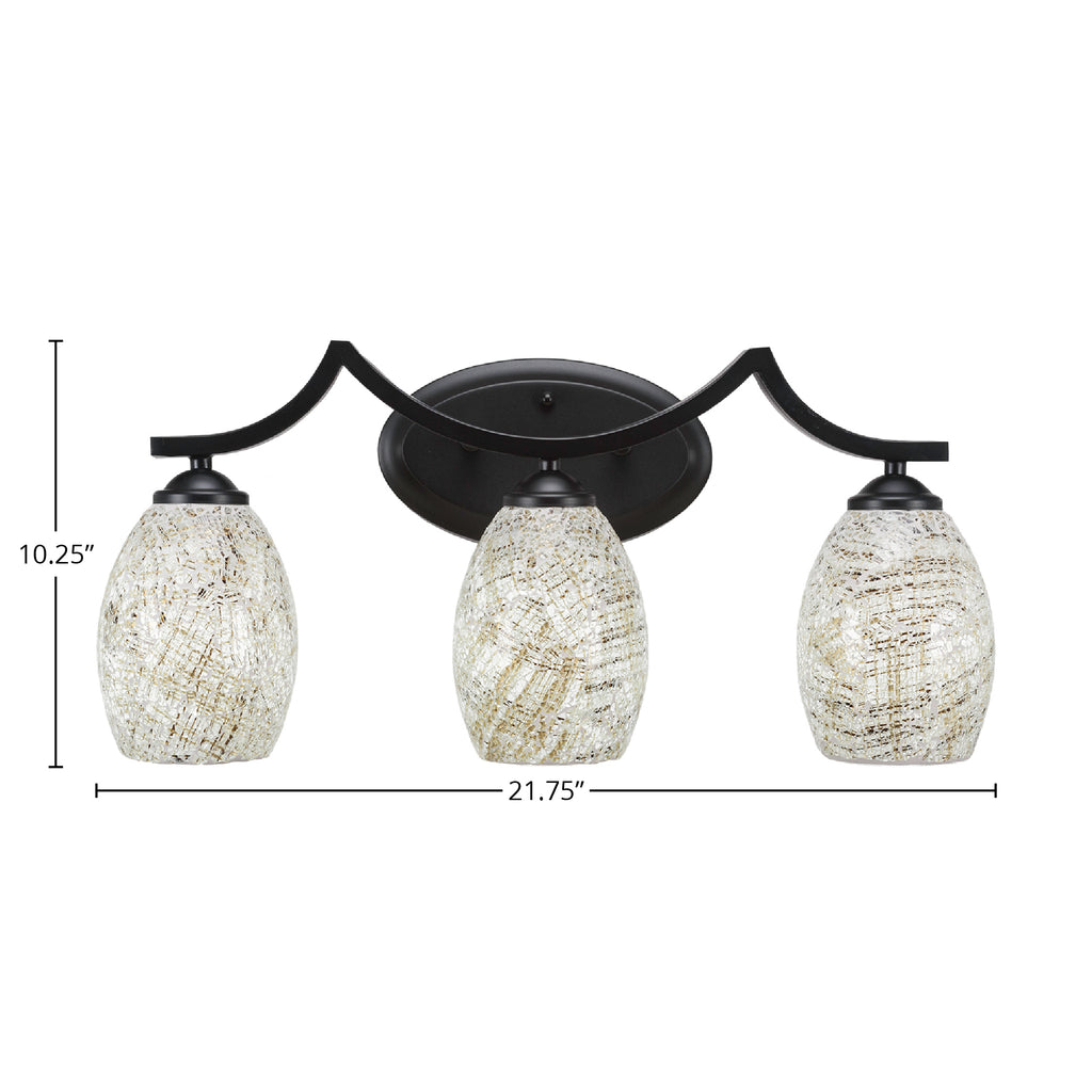 Zilo Three Light Bath Bar in Matte Black with 5" Natural Fusion Shade