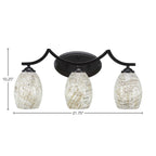 Zilo Three Light Bath Bar in Matte Black with 5" Natural Fusion Shade