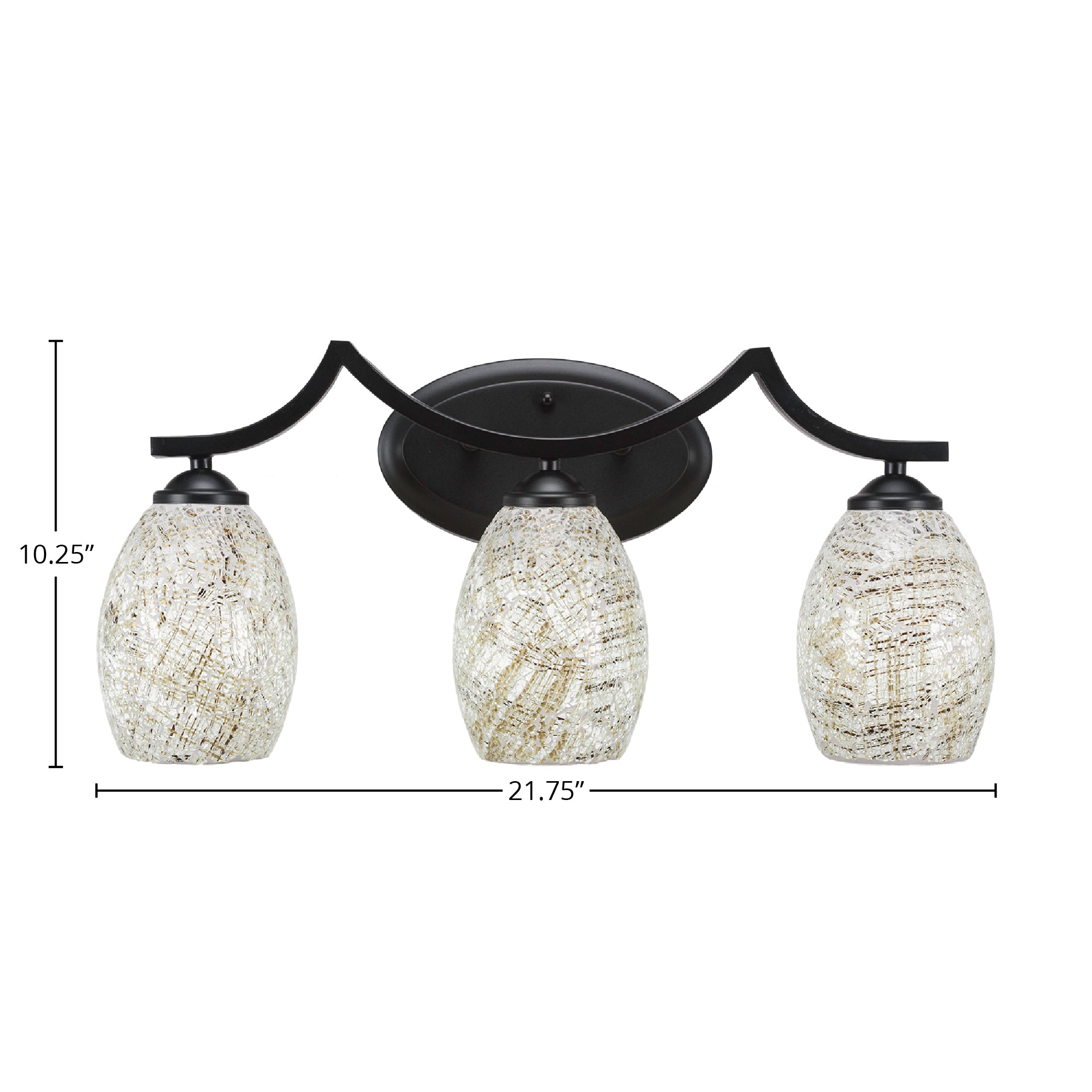 Zilo Three Light Bath Bar in Matte Black with 5" Natural Fusion Shade