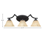 Zilo Three Light Bath Bar in Matte Black with 7" Italian Marble Shade