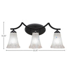 Zilo Three Light Bath Bar in Matte Black with 5.5" Fluted Frosted Crystal Shade