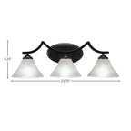 Zilo Three Light Bath Bar in Matte Black with 7" Frosted Crystal Shade