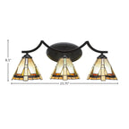 Zilo Three Light Bath Bar in Matte Black with 7" Zion Art Glass Shade