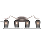 Zilo Four Light Bath Bar in Graphite with 5" Smoke Textured Shade