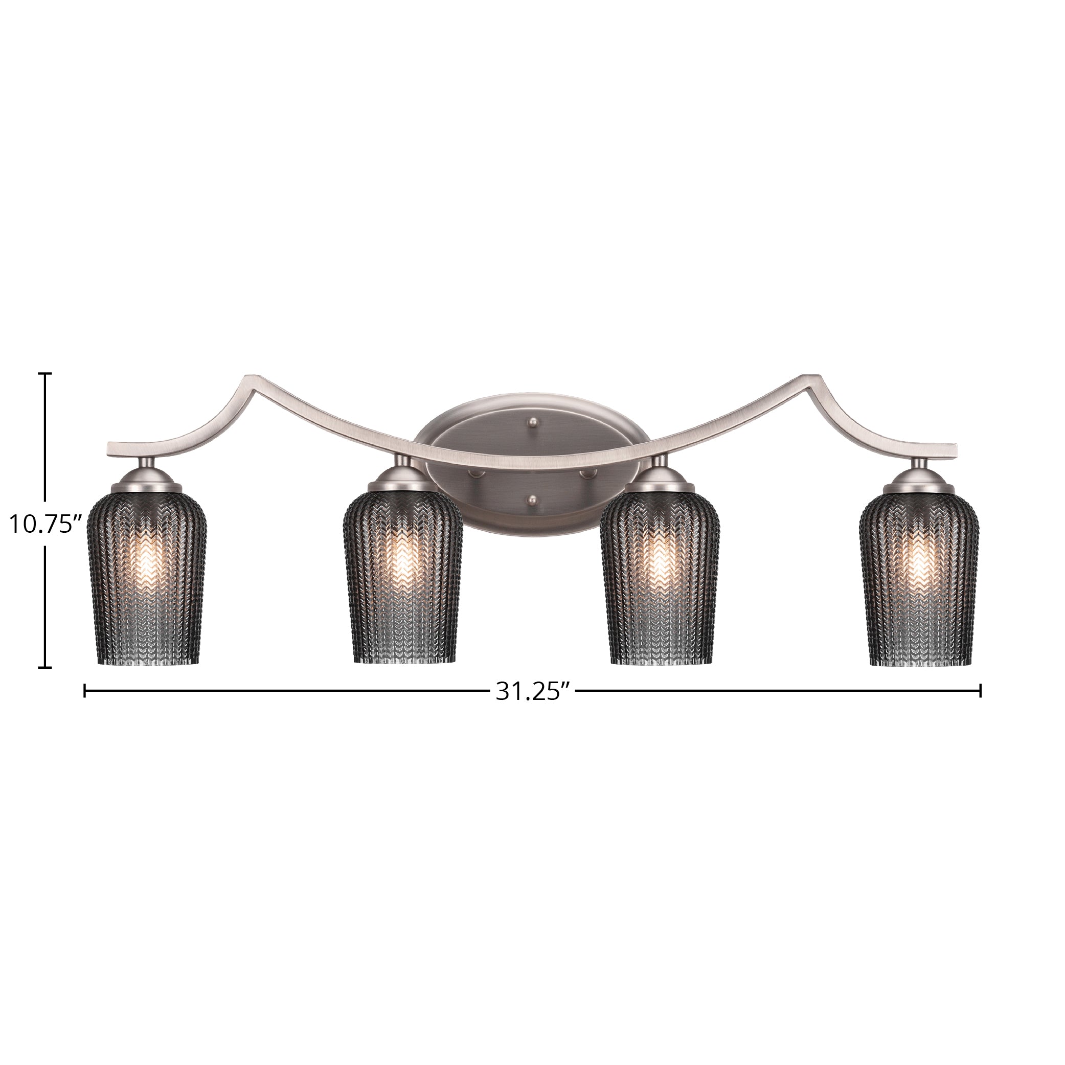 Zilo Four Light Bath Bar in Graphite with 5" Smoke Textured Shade