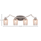 Zilo Four Light Bath Bar in Graphite with 5" Silver Textured Shade