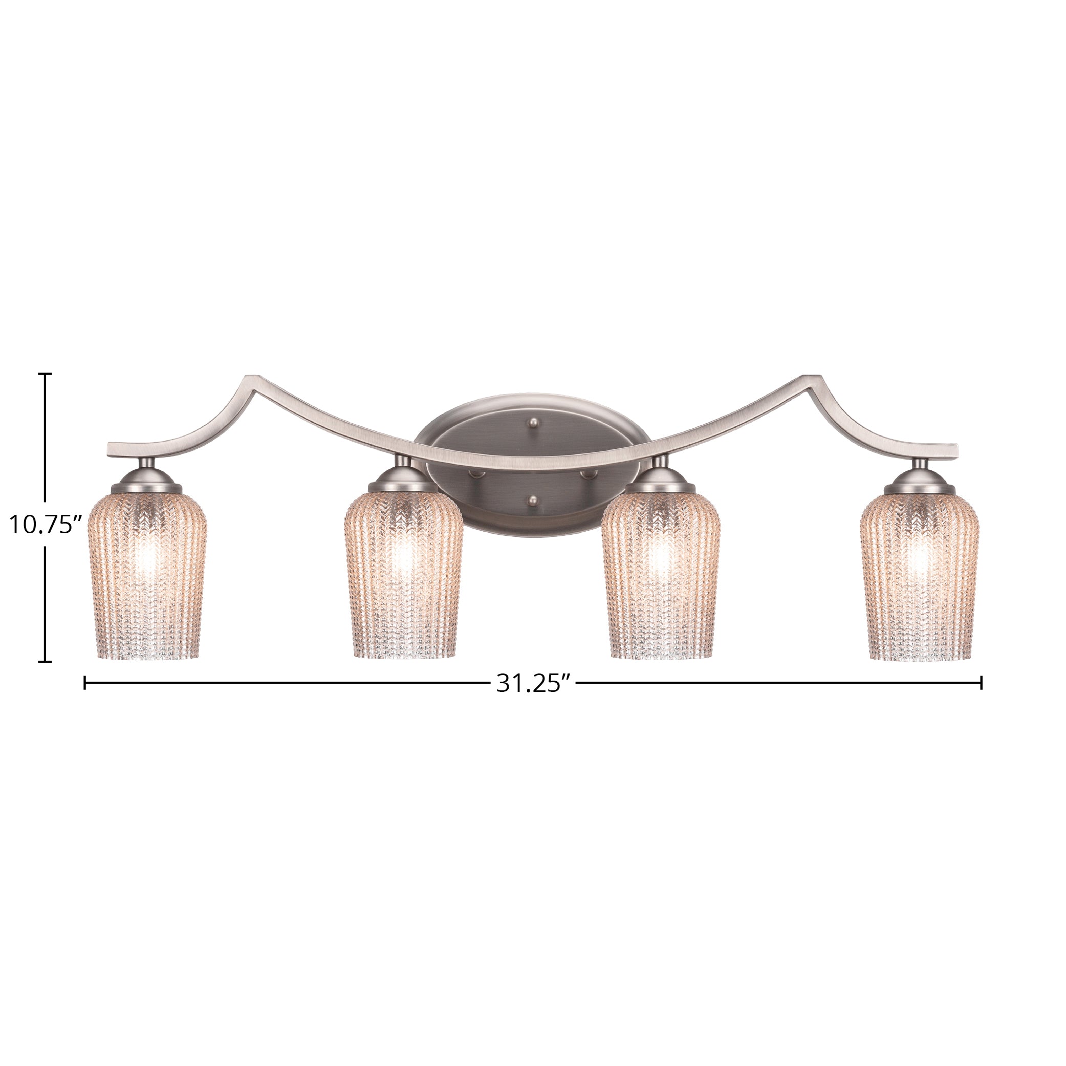 Zilo Four Light Bath Bar in Graphite with 5" Silver Textured Shade