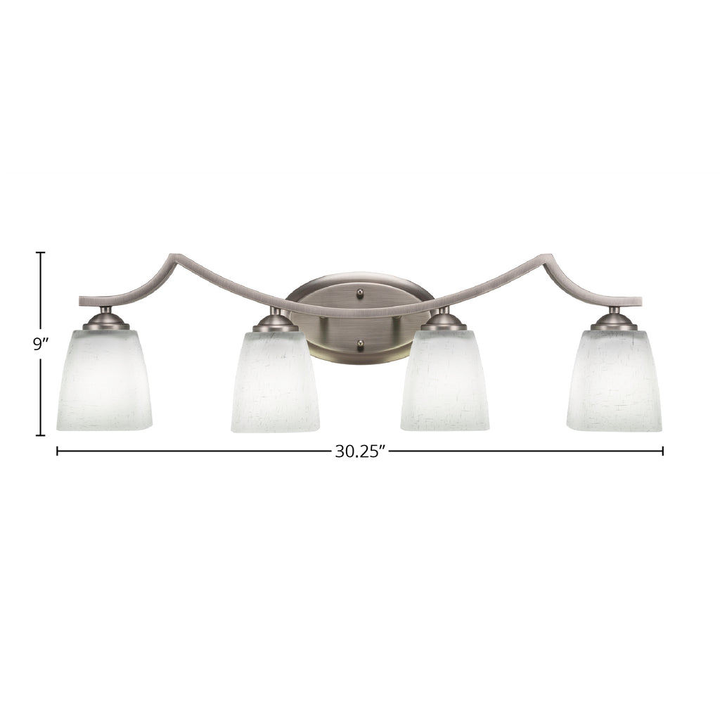 Zilo Four Light Bath Bar in Graphite with 4.5" Square White Muslin Shade