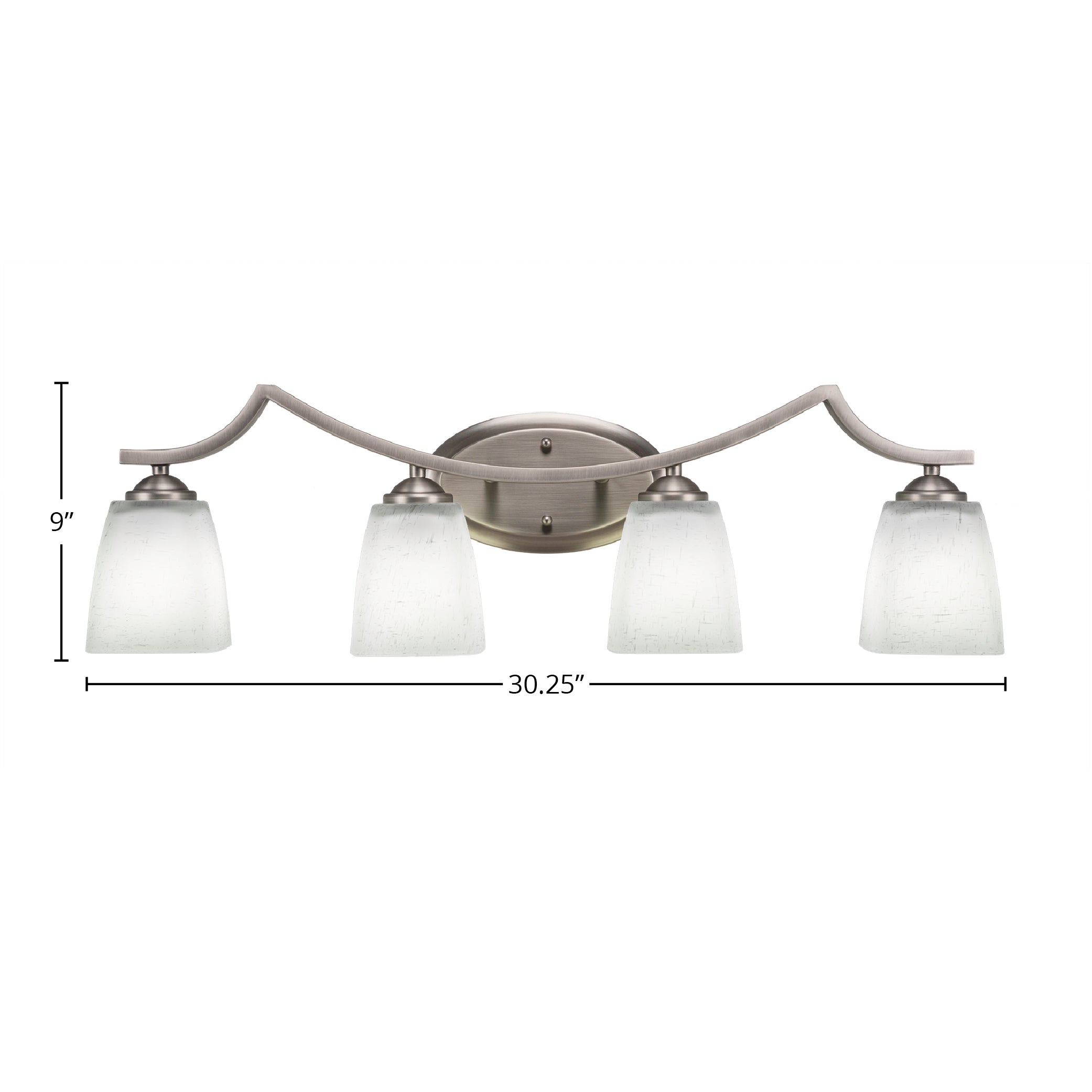 Zilo Four Light Bath Bar in Graphite with 4.5" Square White Muslin Shade