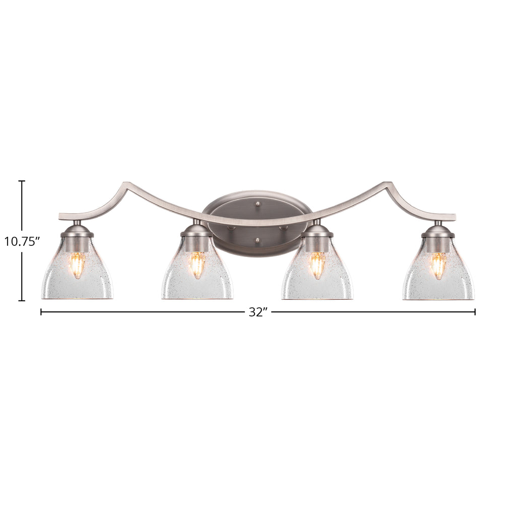 Zilo Four Light Bath Bar in Graphite with 6.25" Clear Bubble Shade