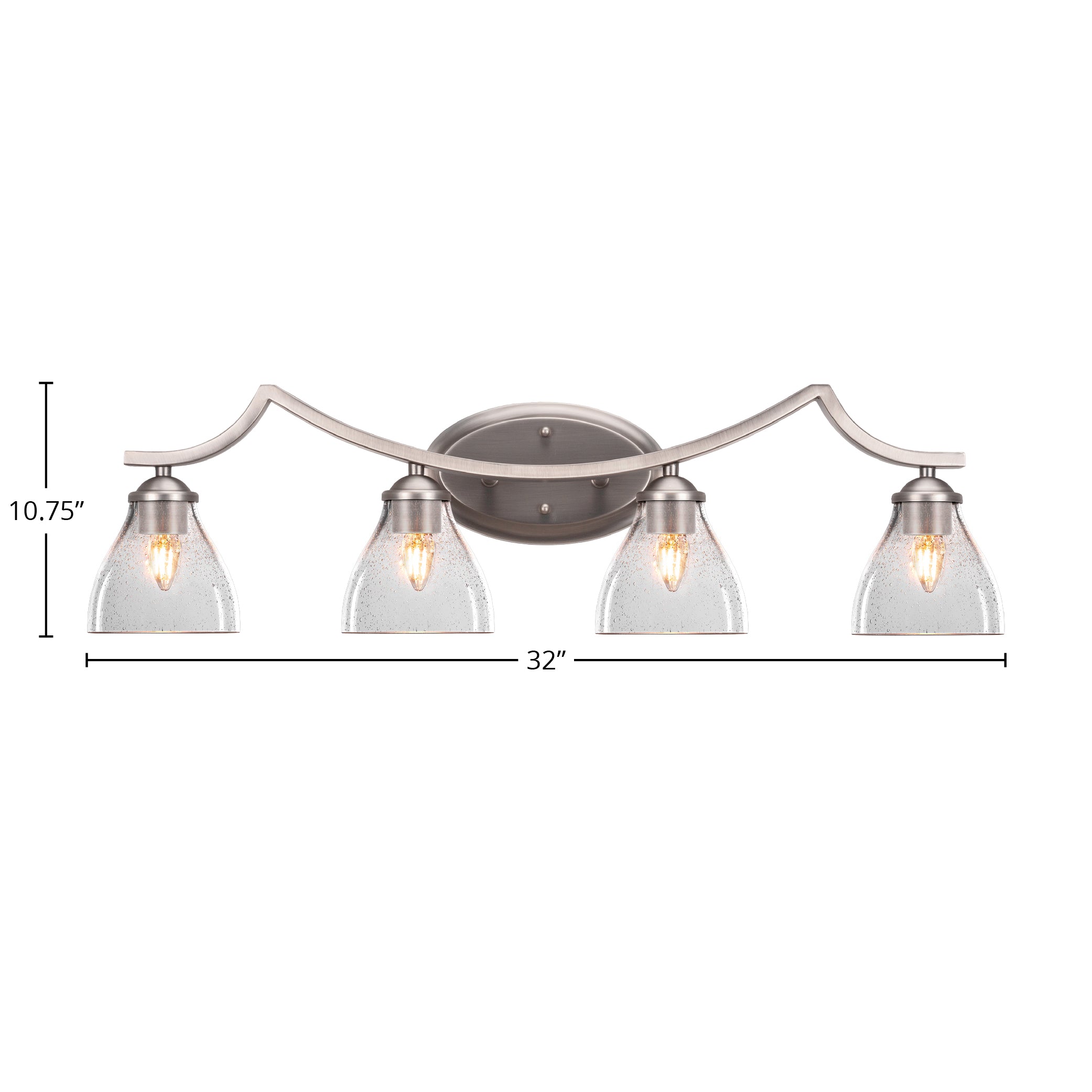 Zilo Four Light Bath Bar in Graphite with 6.25" Clear Bubble Shade