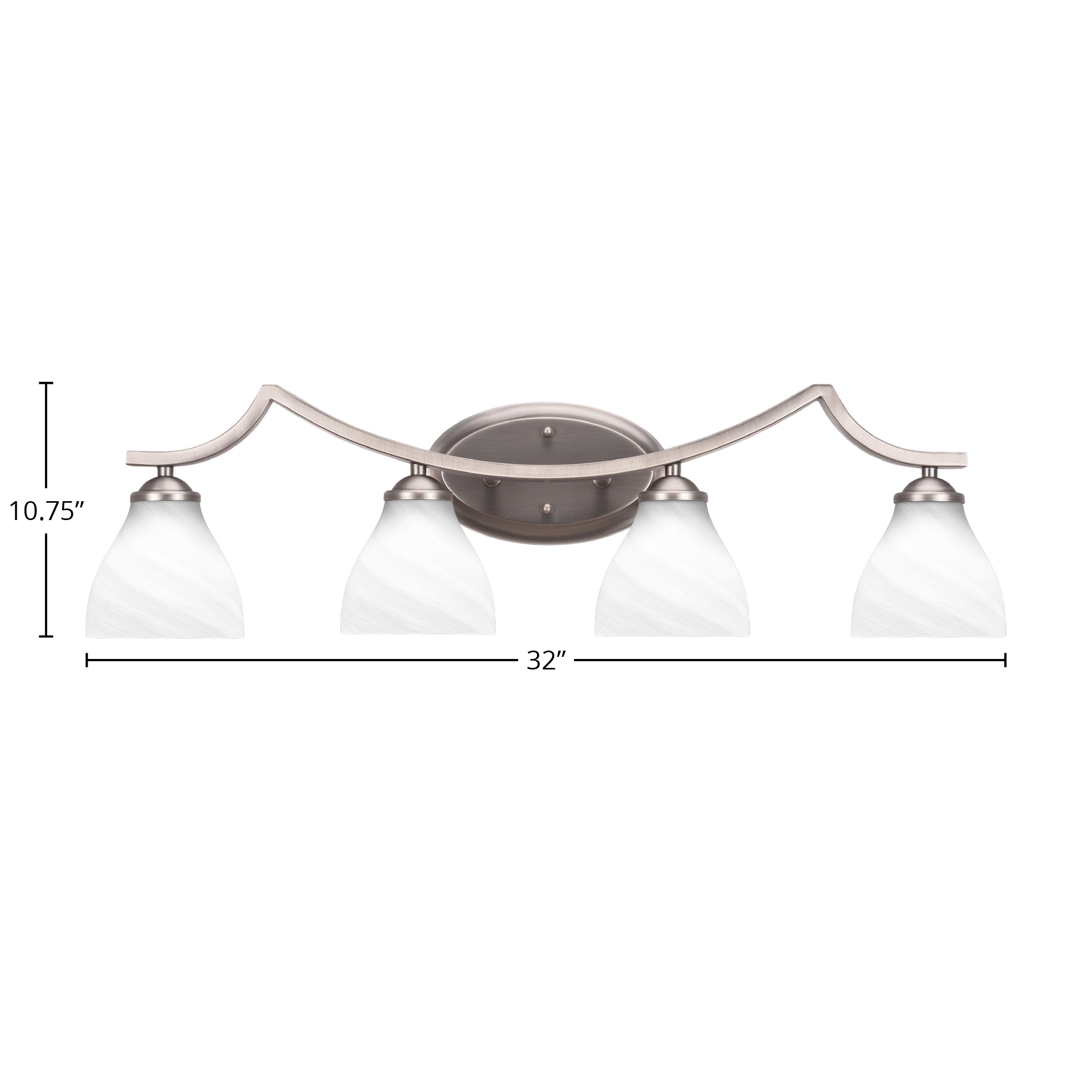 Zilo Four Light Bath Bar in Graphite with 6.25" White Marble Shade