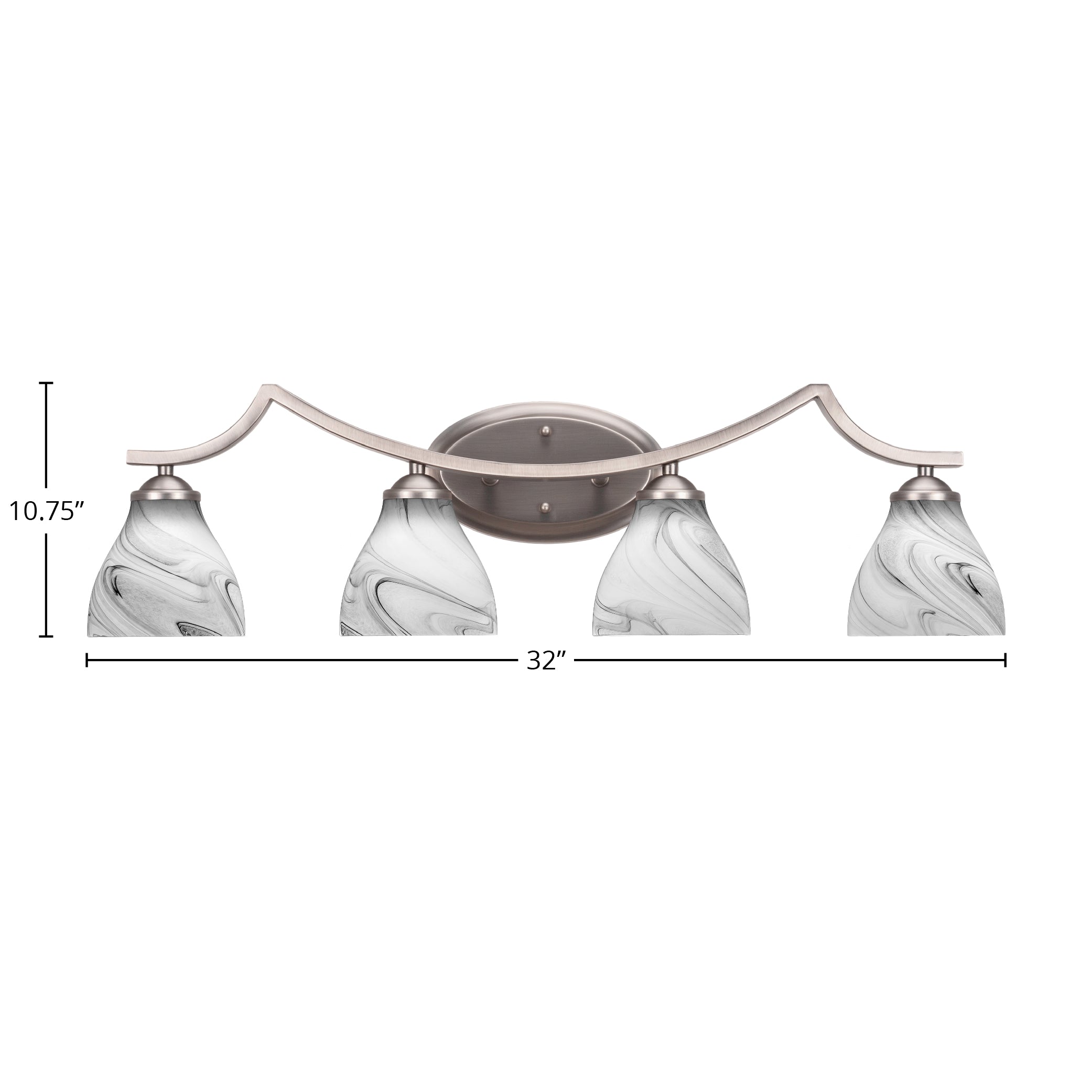 Zilo Four Light Bath Bar in Graphite with 6.25" Onyx Swirl Shade