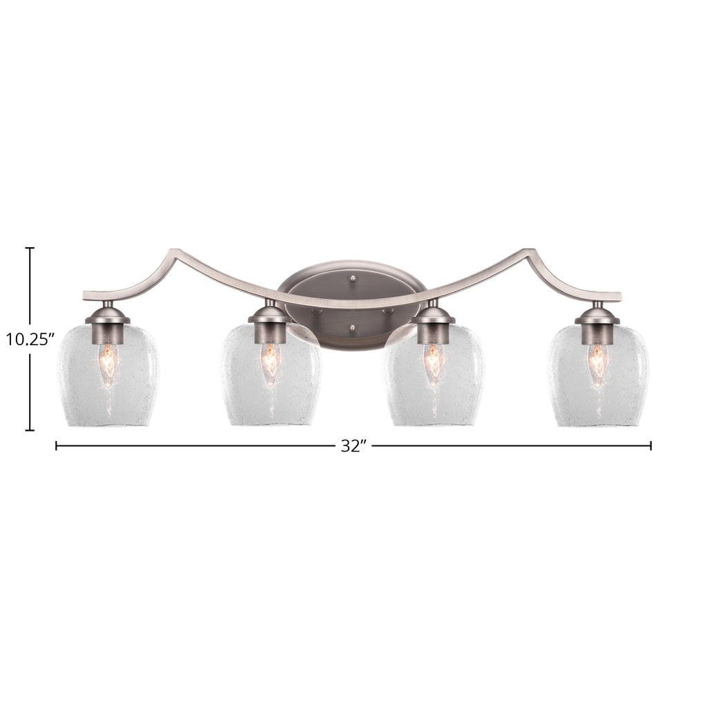 Zilo Four Light Bath Bar in Graphite with 6" Clear Bubble Shade