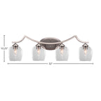 Zilo Four Light Bath Bar in Graphite with 6" Clear Bubble Shade