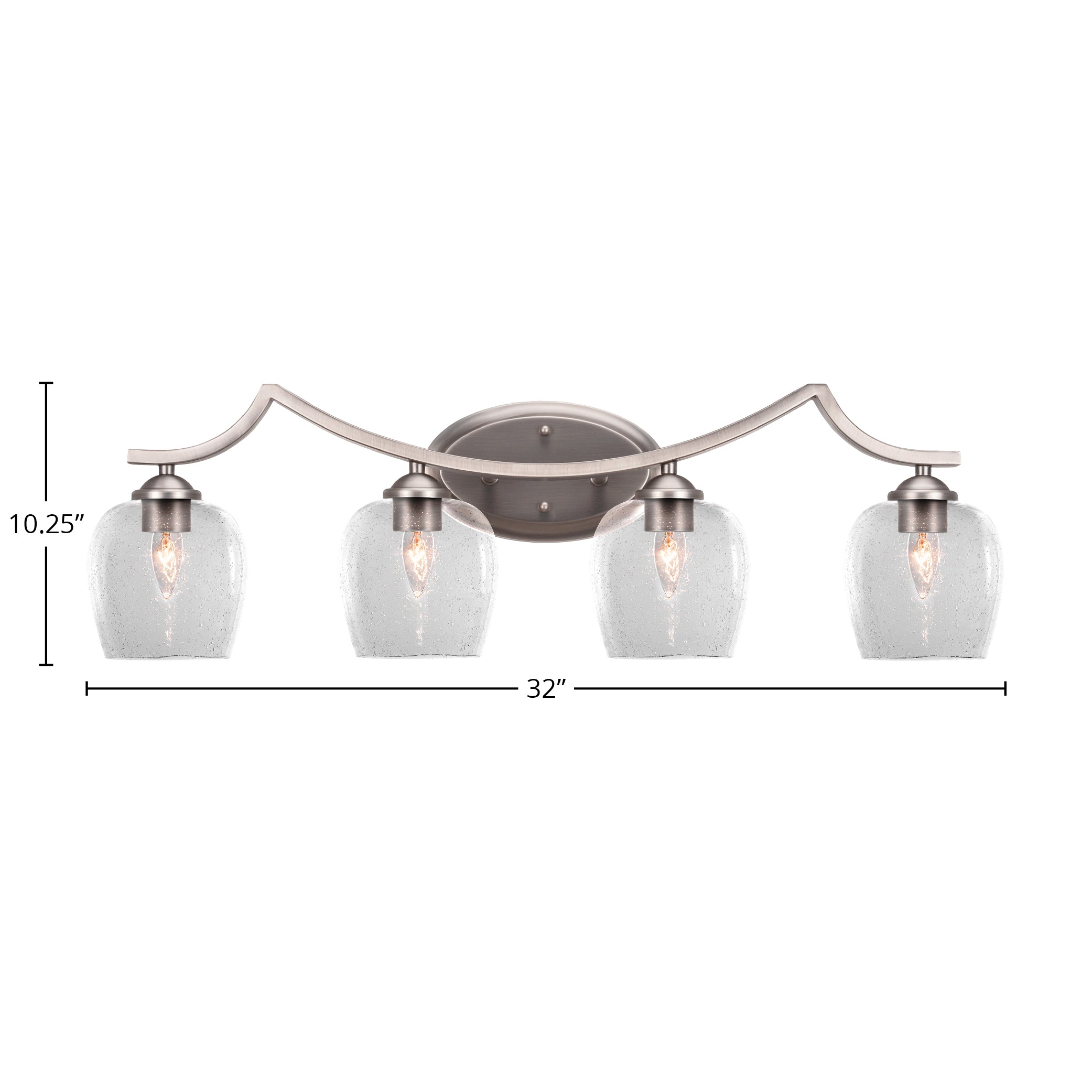 Zilo Four Light Bath Bar in Graphite with 6" Clear Bubble Shade