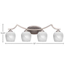 Zilo Four Light Bath Bar in Graphite with 6" White Marble Shade